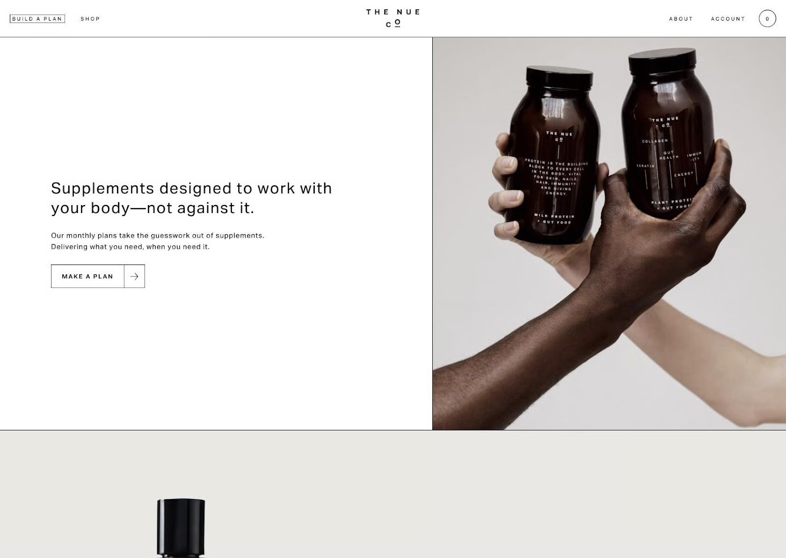 An example of the balance principle of design—an asymmetrical layout showing text on the left and a bold image of clasping hands on the right.