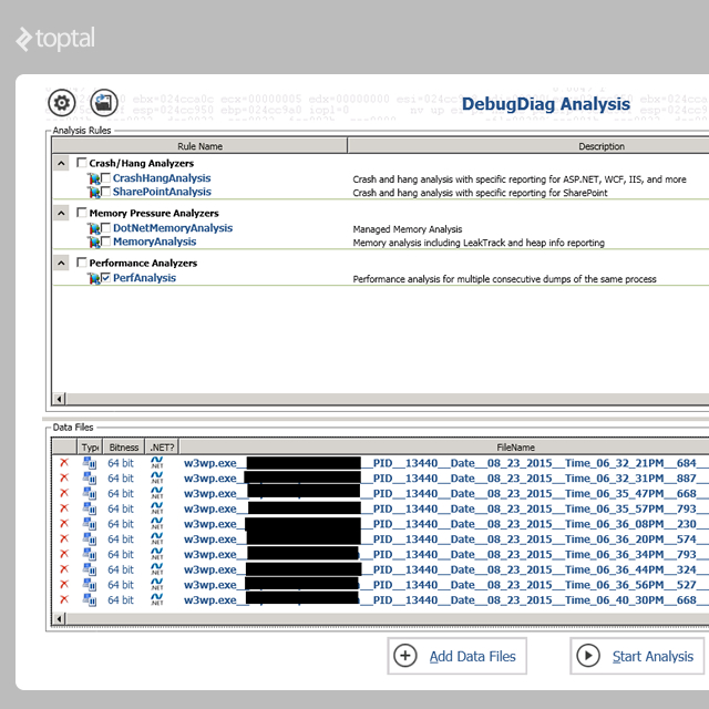 DebugDiag Analysis Tool Dump Files