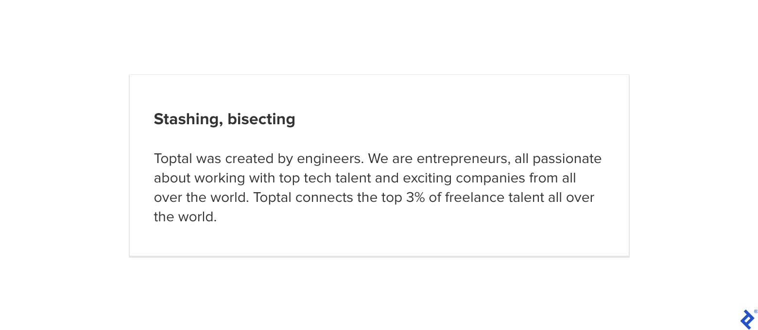 Git bisect, step 3: the same web page with some additional black text.