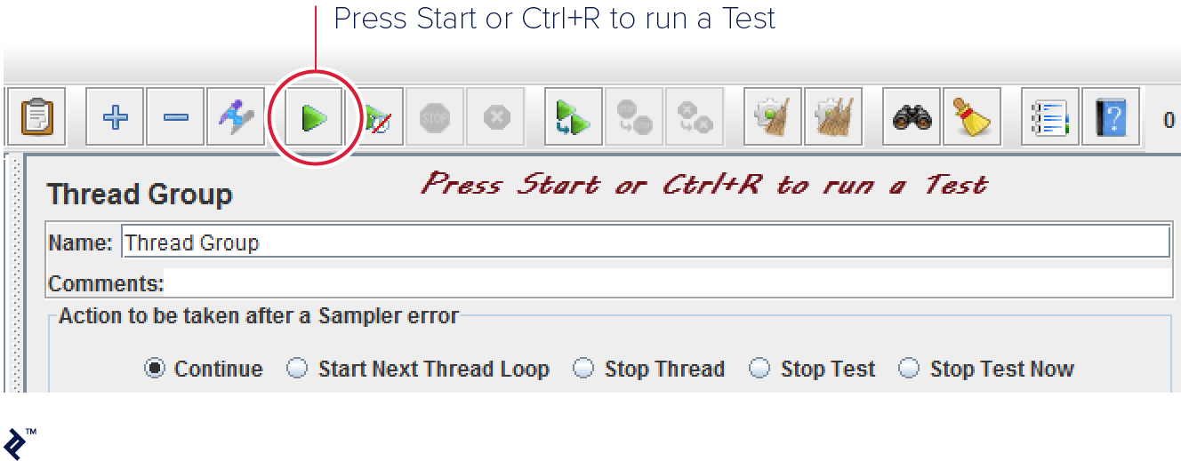 JMeter Run Button Screenshot