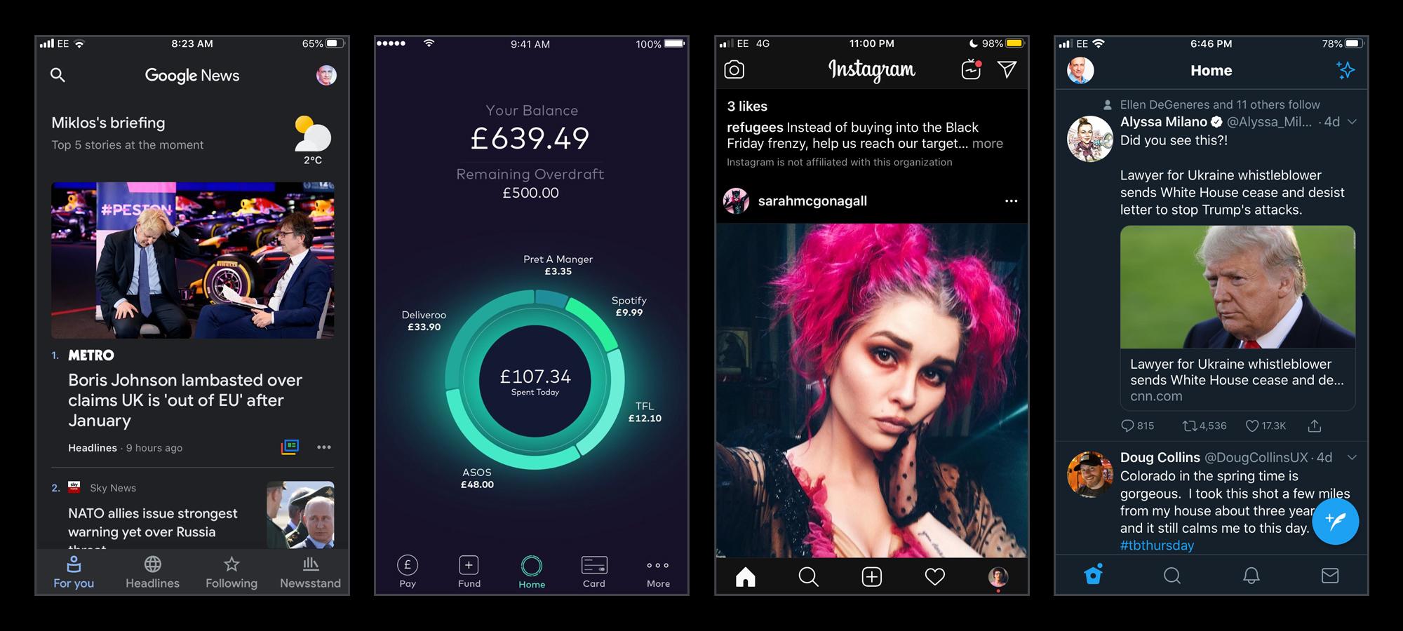 The latest UX trends: Most popular mobile apps have a dark mode option