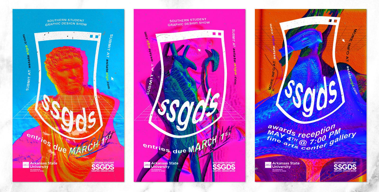 Maximalist design posters for the Southern Student Graphic Design Show
