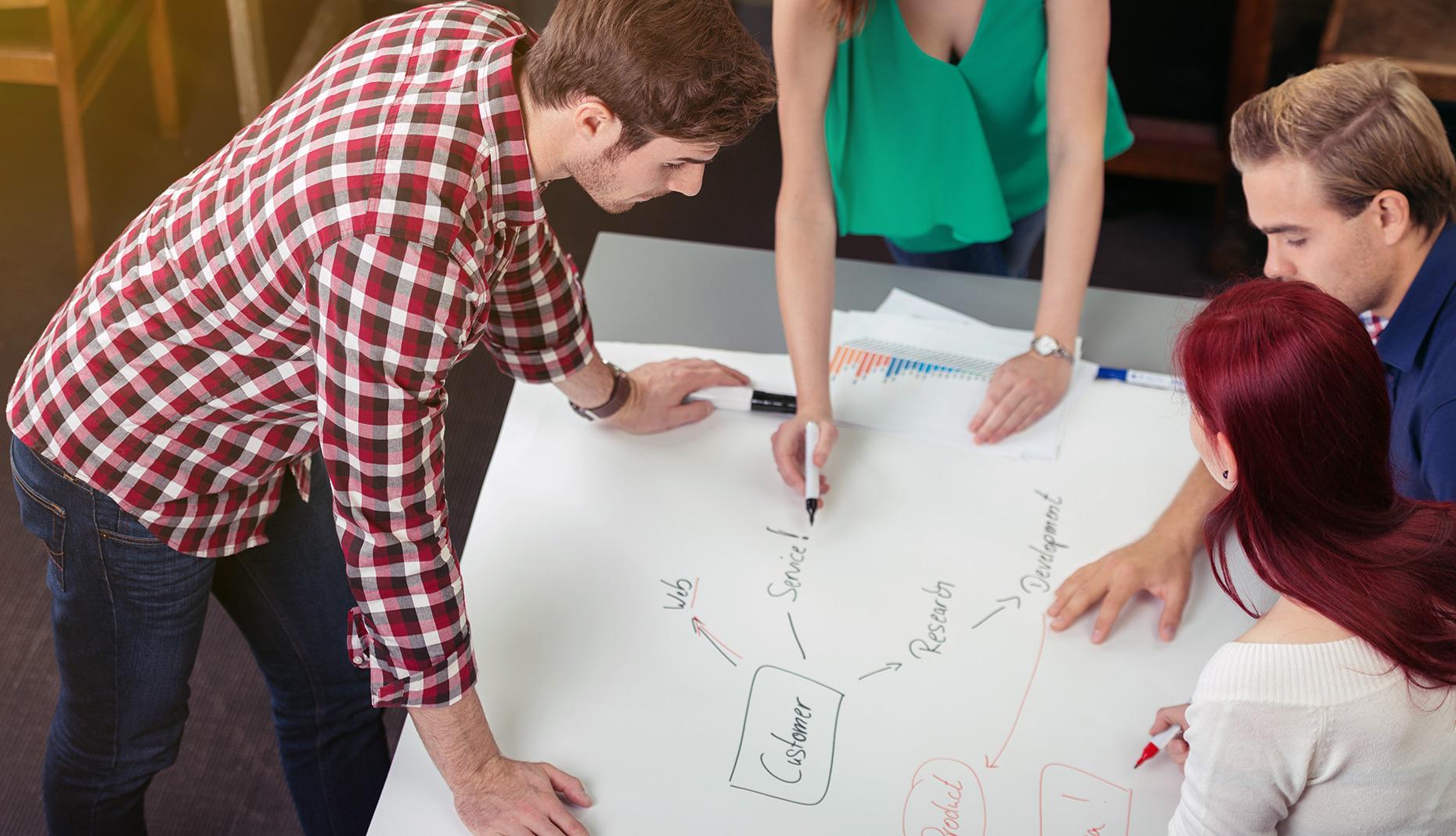 Designers during a mind mapping process