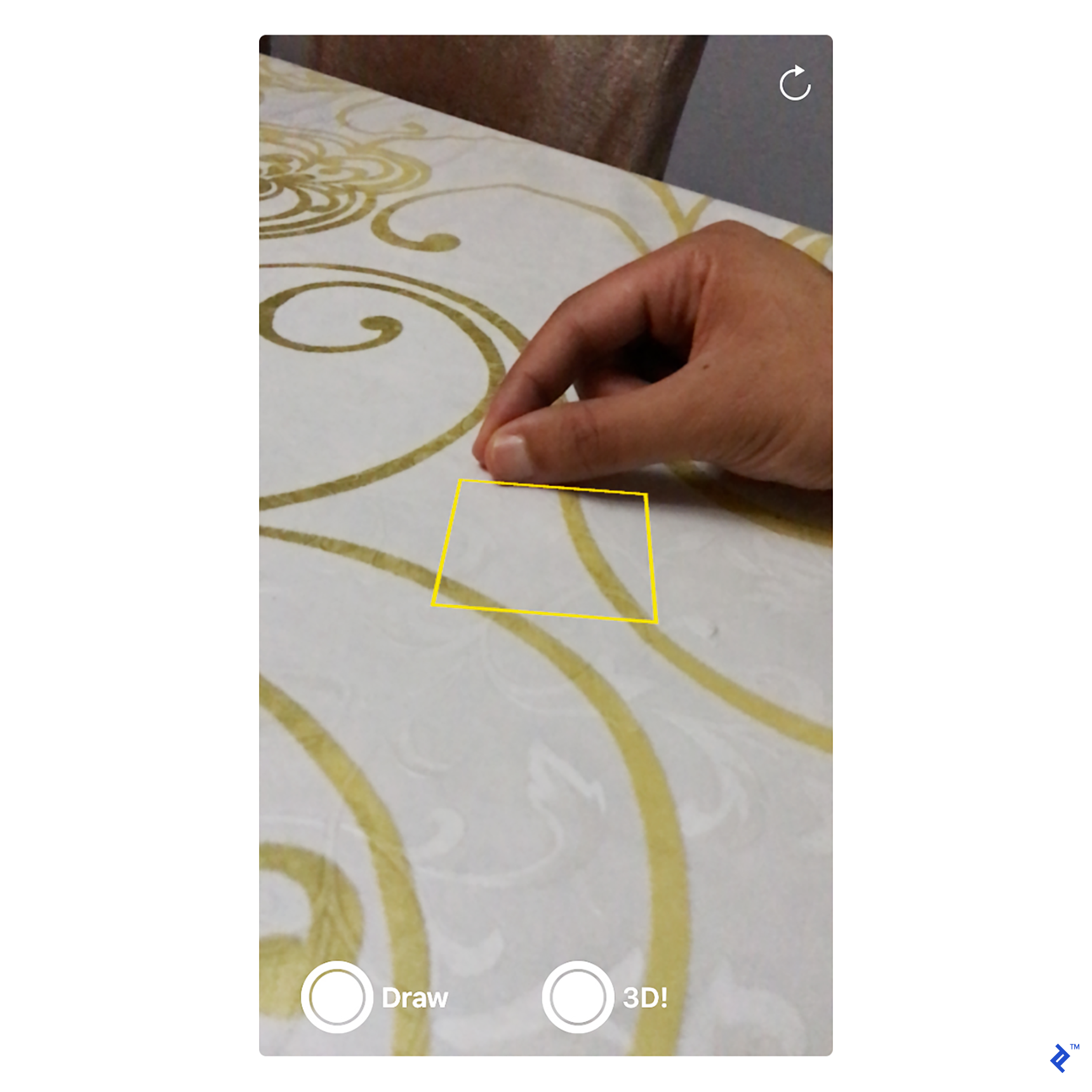 Focus square projected on a table using Apple ARKit
