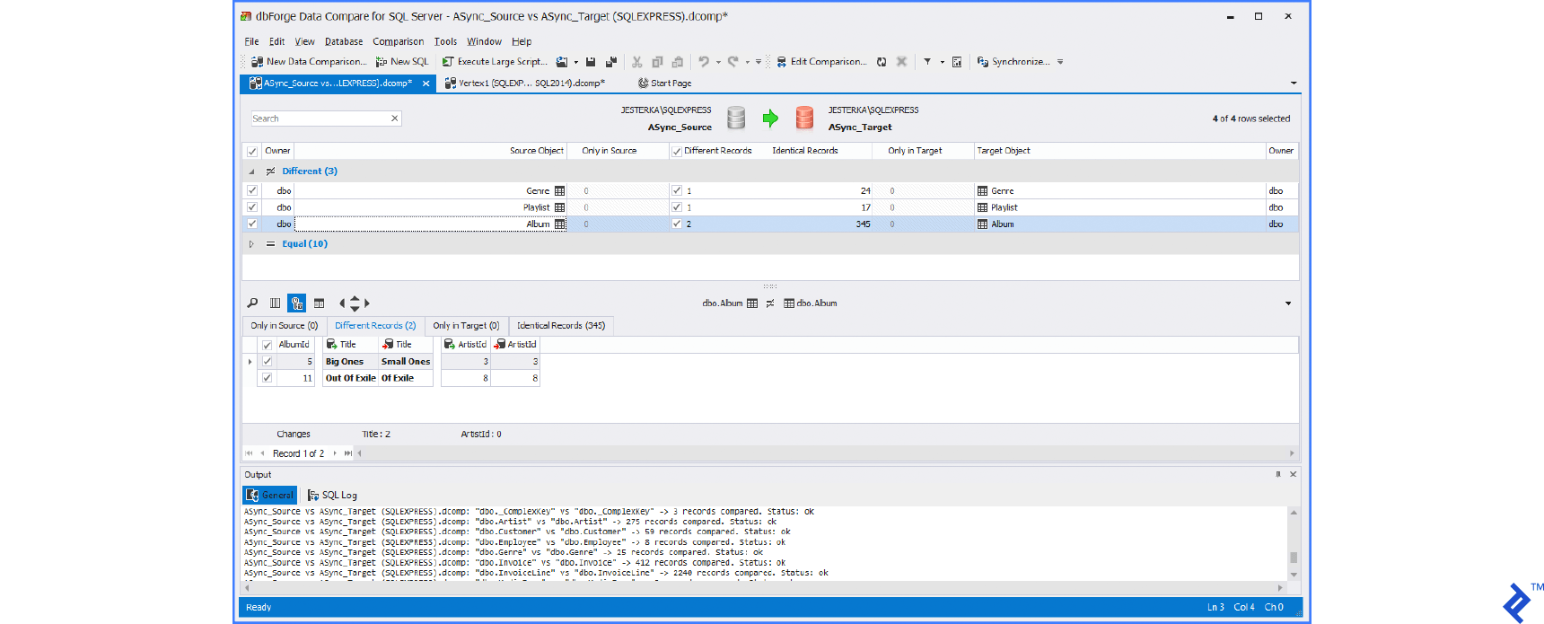 Change list in dbForge Data Compare