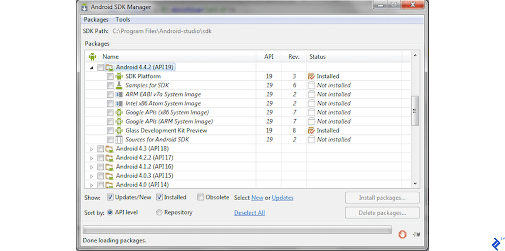 Use Android SDK Manager to be sure your Glass Development Kit is installed.