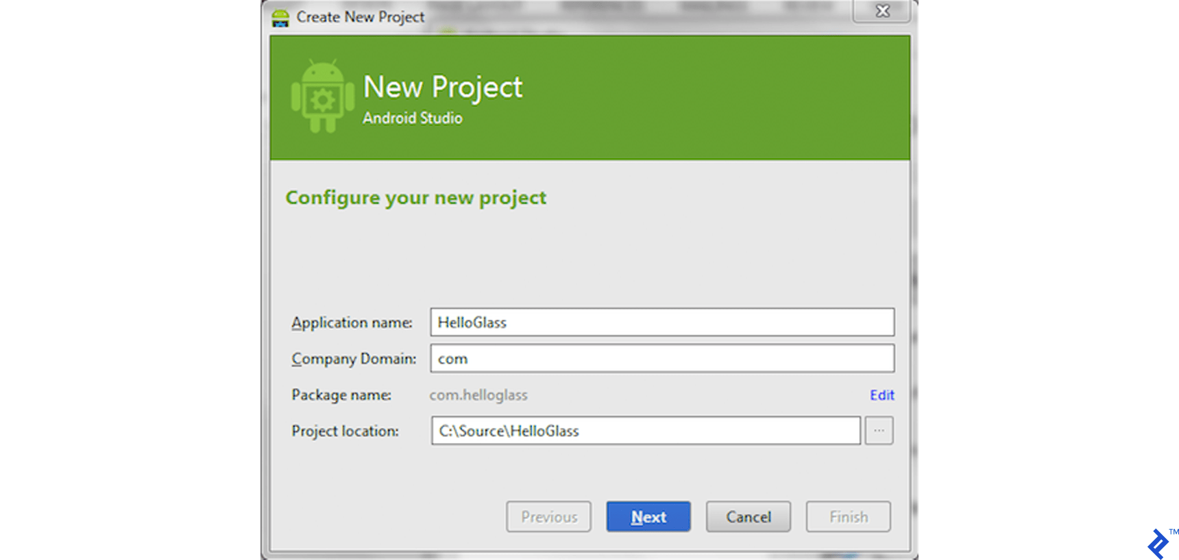 These are the initial setup steps for Google Glass development.