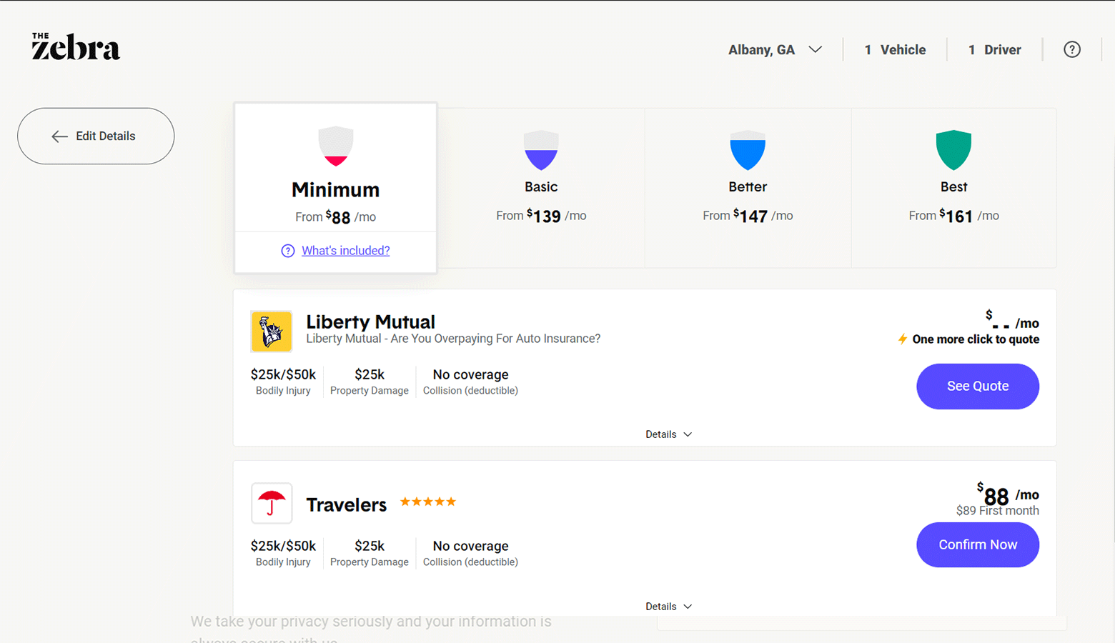 Designing for emotion: red indicates to customers that an option isn’t the best value