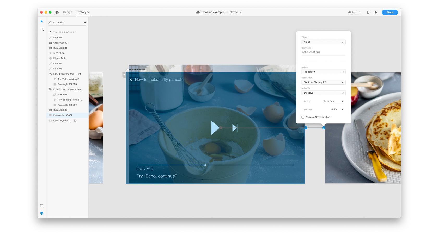Adobe XD prototype showing multimodal design in action