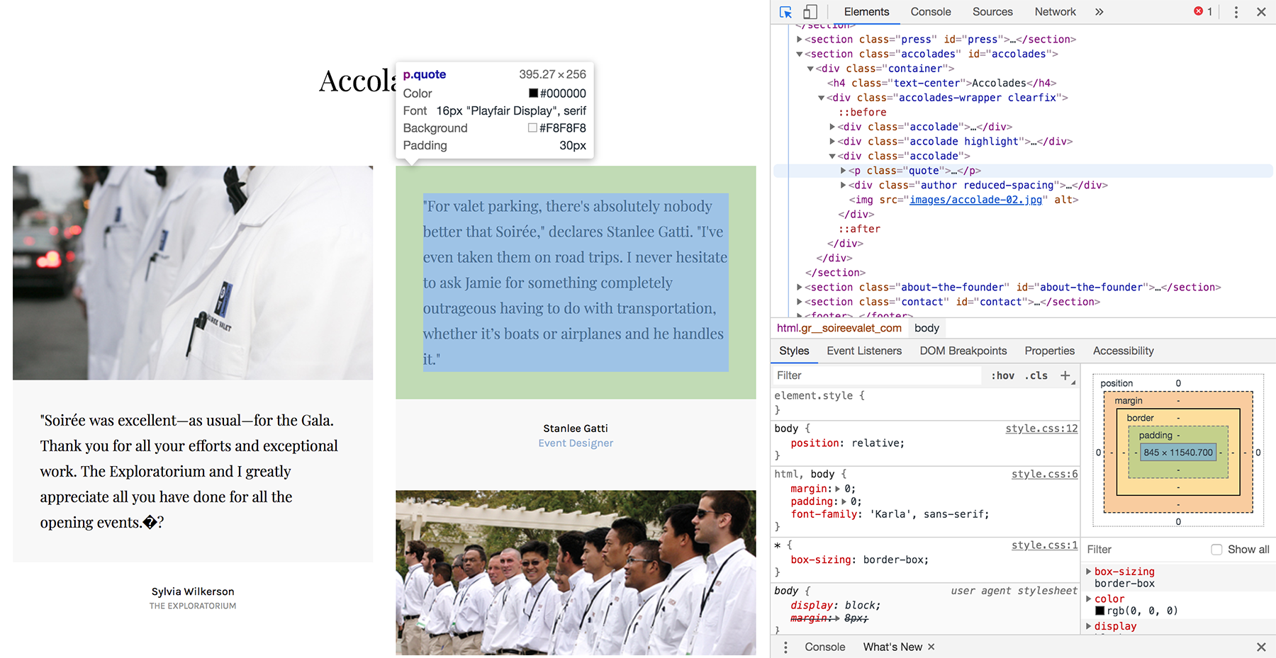 In-browser website design approach