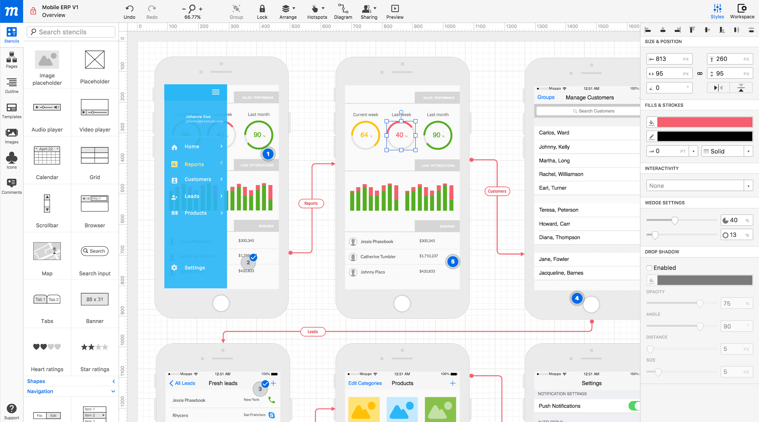 Moqups is a wireframe design tool focused on pure wireframing with added functionality.