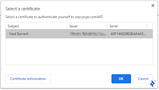 Selecting a certificate for Selenium web scraping