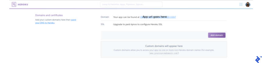 Heroku dashboard screenshot