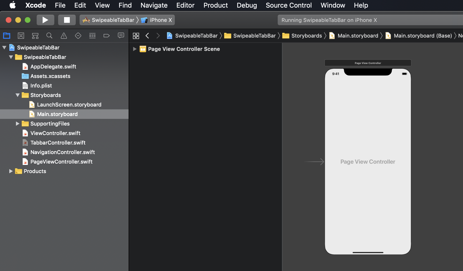 Screenshot: Xcode Controllers