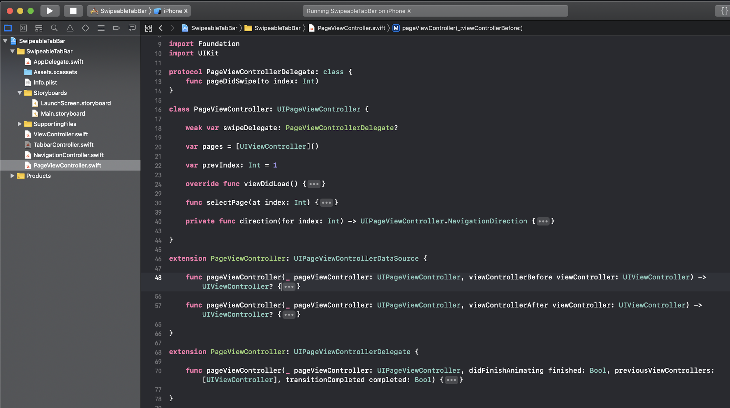 Xcode Screenshot: Methods