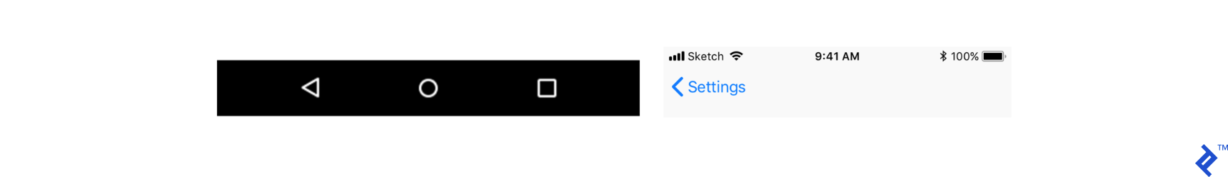 comparison of iOS and Android navigation