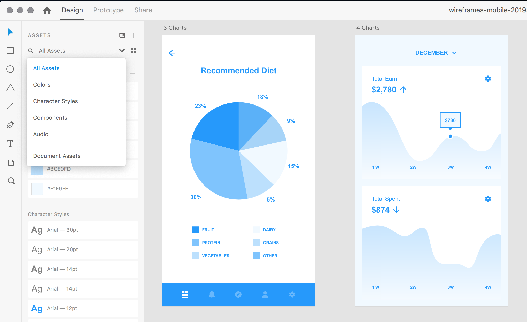 UX design tools Adobe XD UI review - the Assets panel