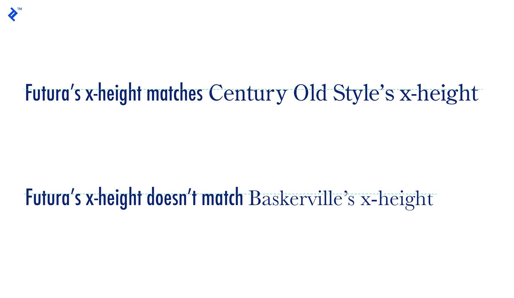 X-height is one consideration in effective type combinations.