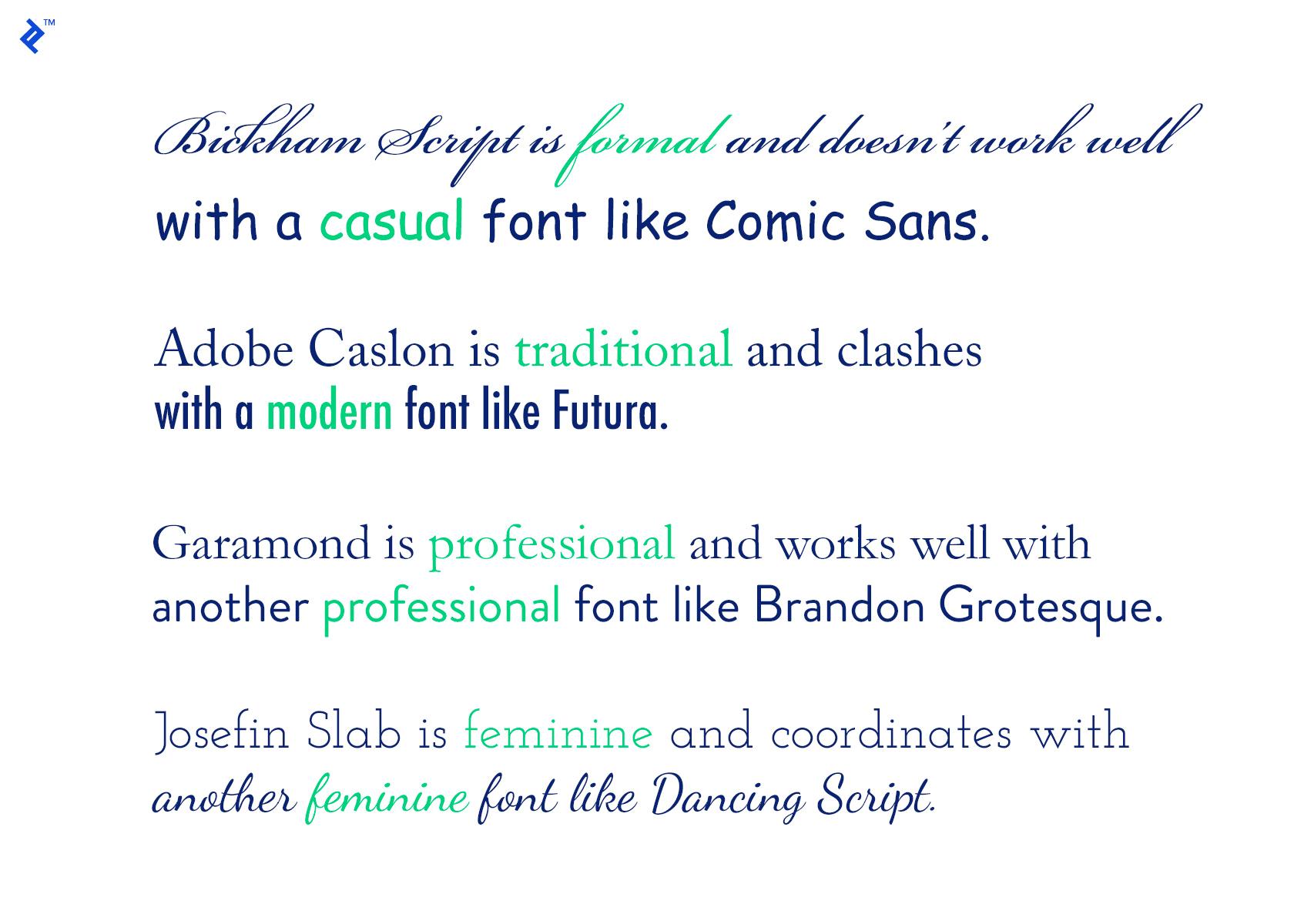 Effective font combinations have to take mood into consideration.