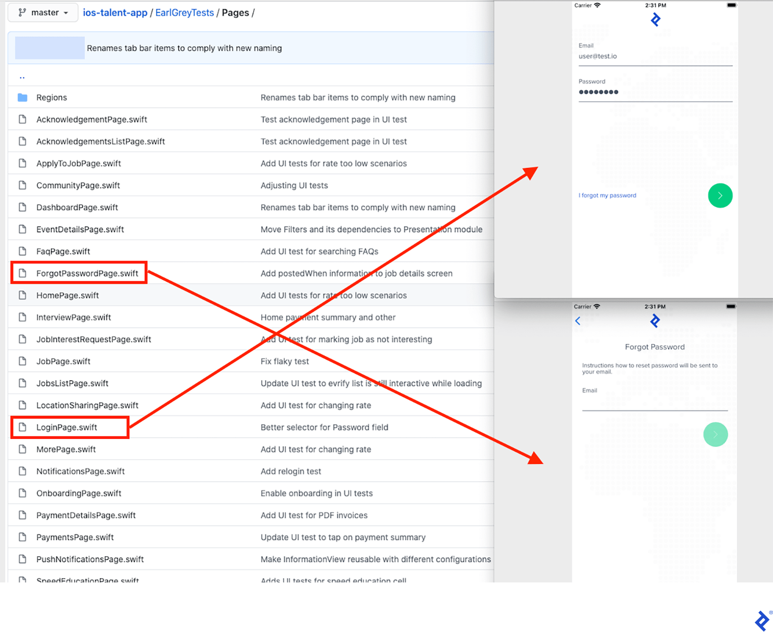 This is the appearance of Login and Forgot Password screens in our app.