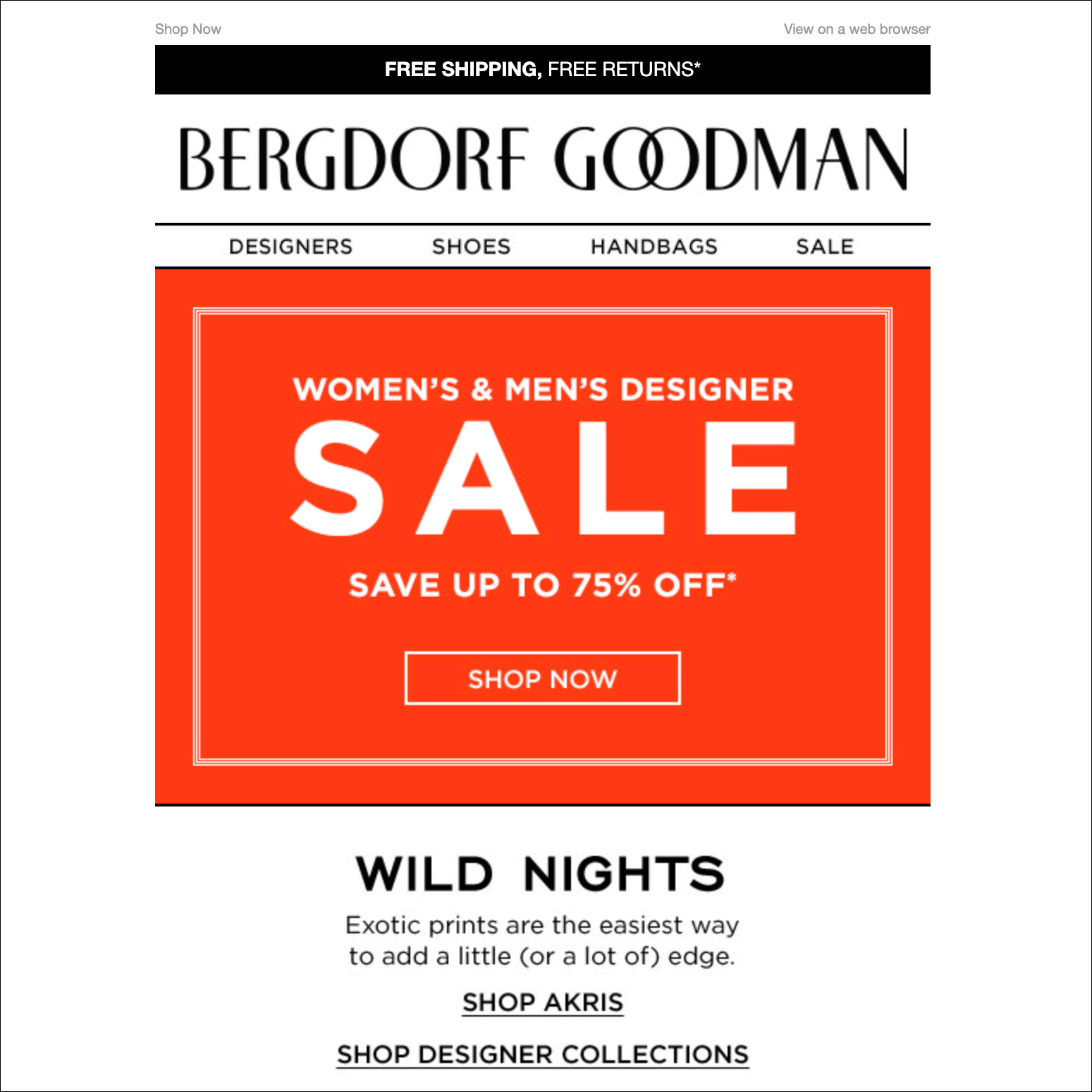 Email layout design: using bold colors to draw attention