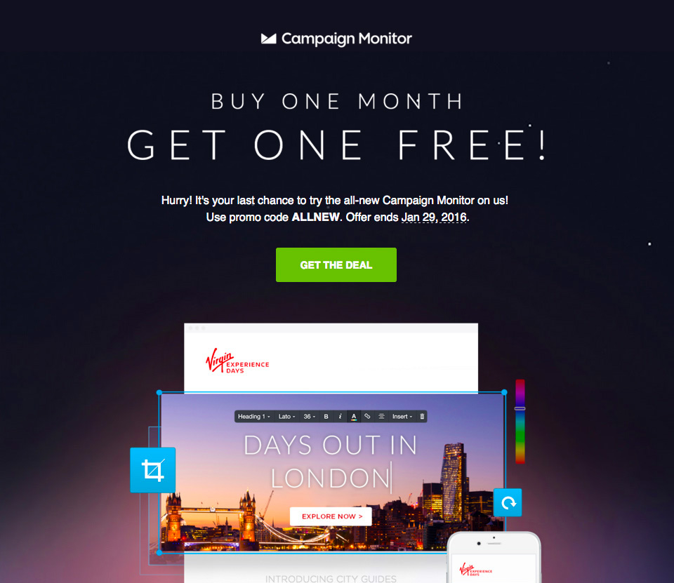 Email template design: contrasting colors for calls to action