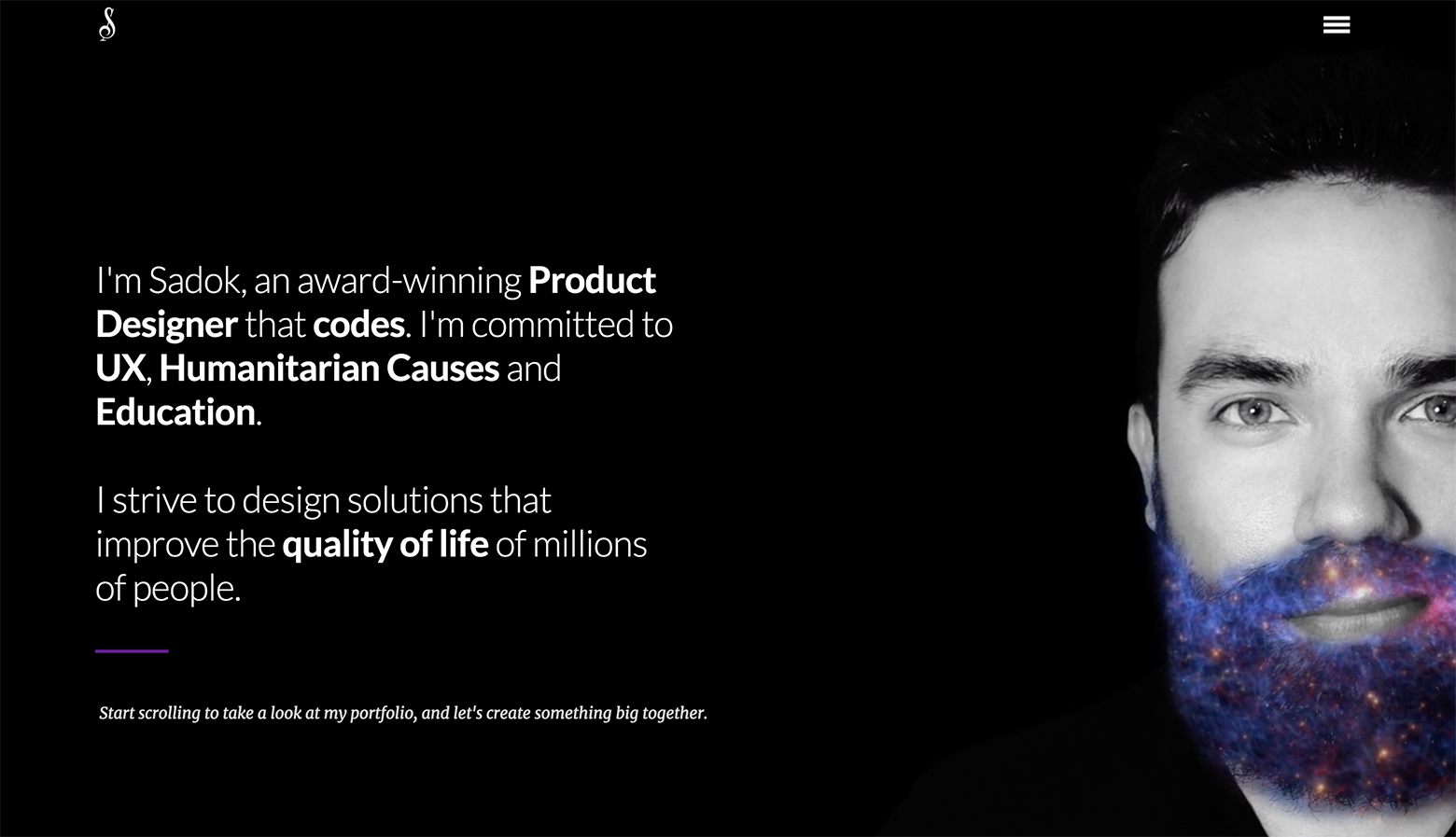 Opening with a brief introduction is one of the best practices of how to make a portfolio with great UX.