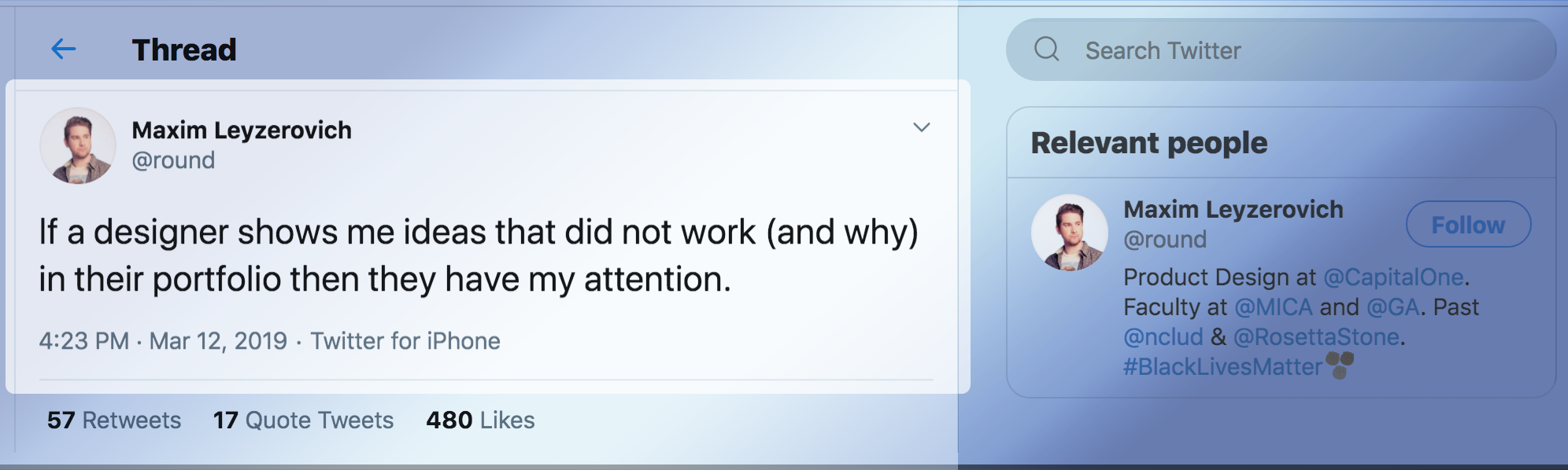 A tweet about how to build a portfolio that attracts and engages.