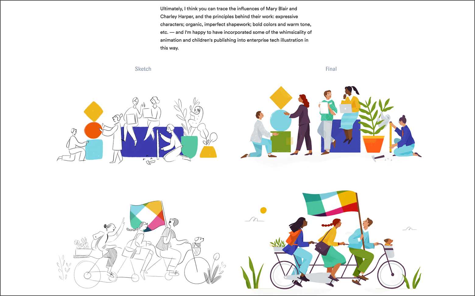 The illustrator hired by Slack demonstrates her design process through a case study.