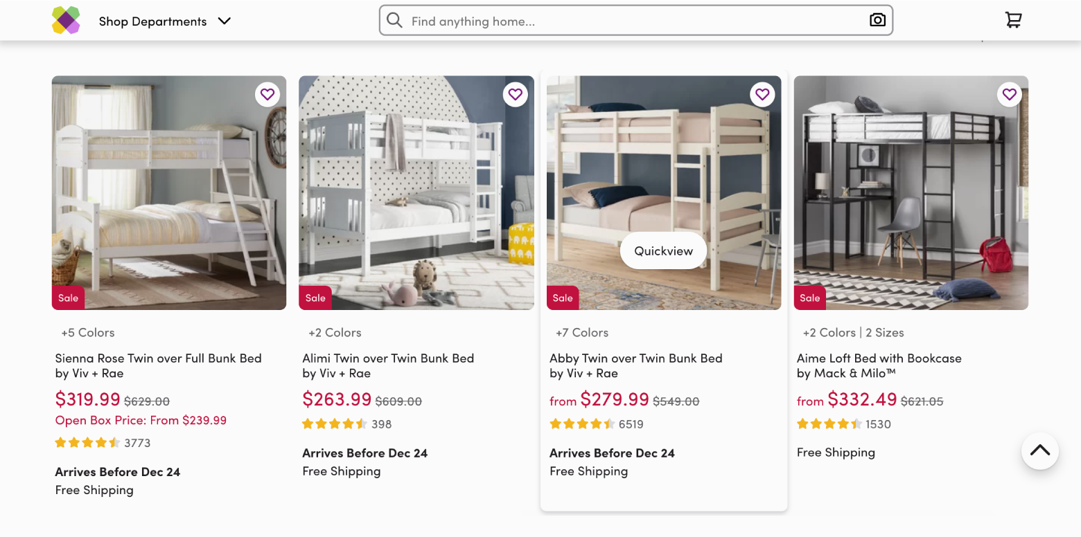For the best e-commerce user experience, arrange products in grid views on desktop sites.