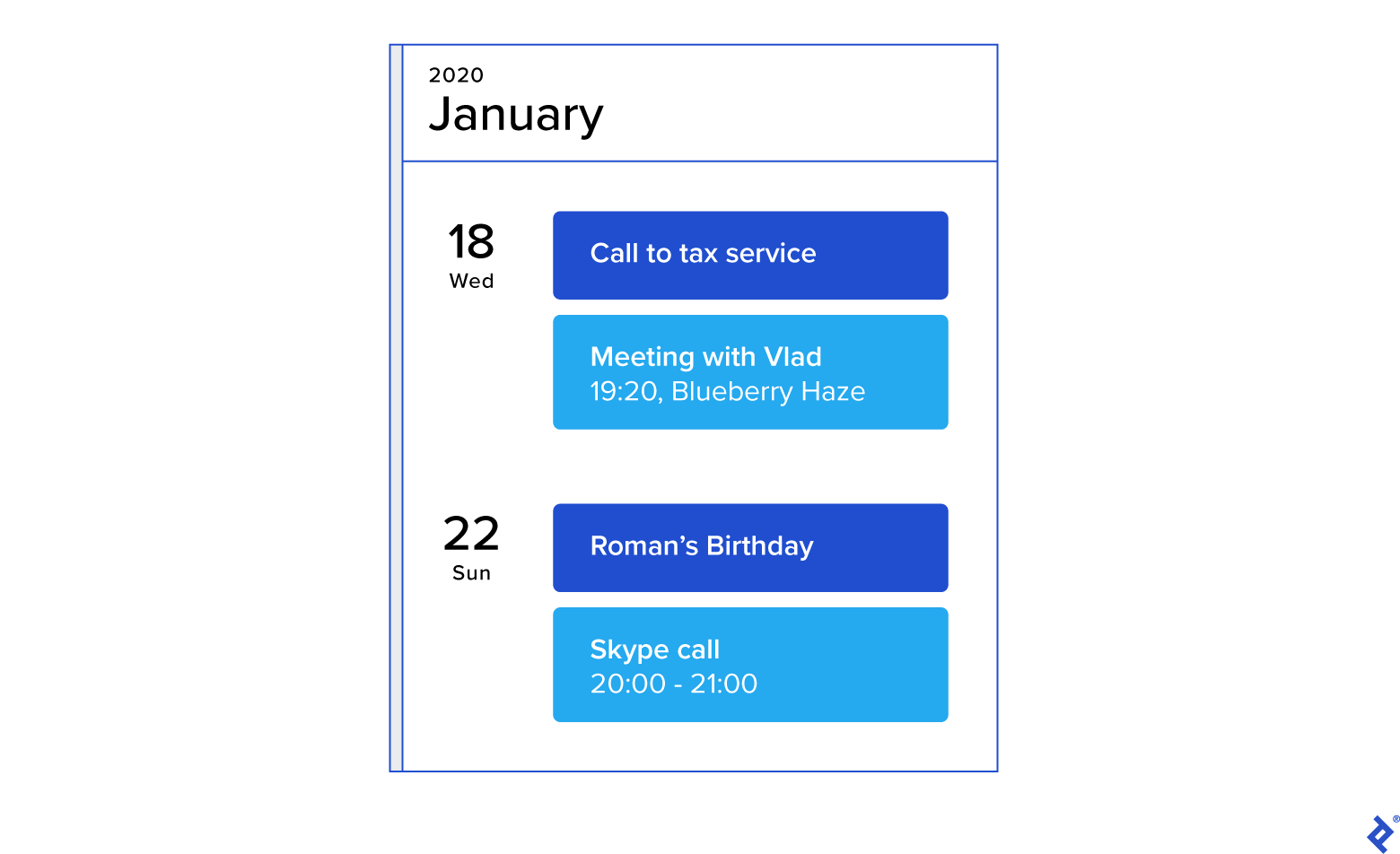 Image of an appointment in a calendar app