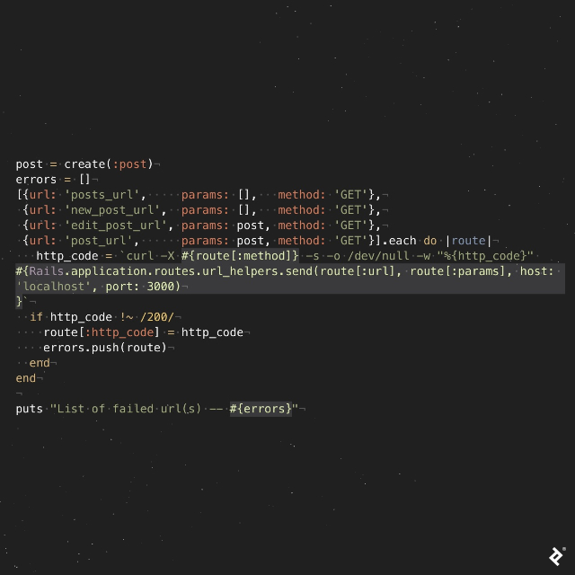 Test one checks that the page returns without any fatal errors.