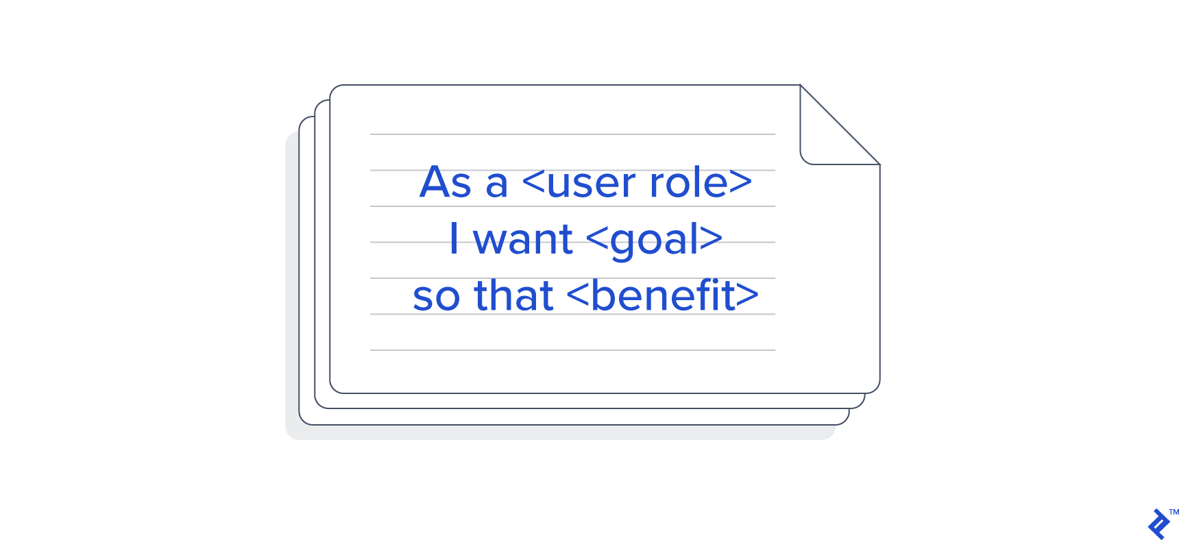 User story template for Agile documentation.