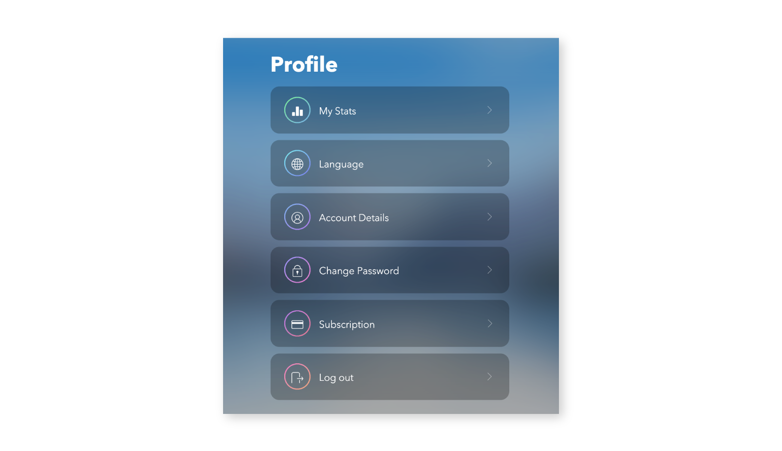 Calm's settings categories are easy to understand.