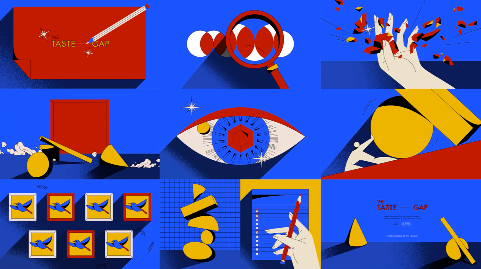 This is a screenshot from the Ringling College Motion Design Department's 2016 showreel.
