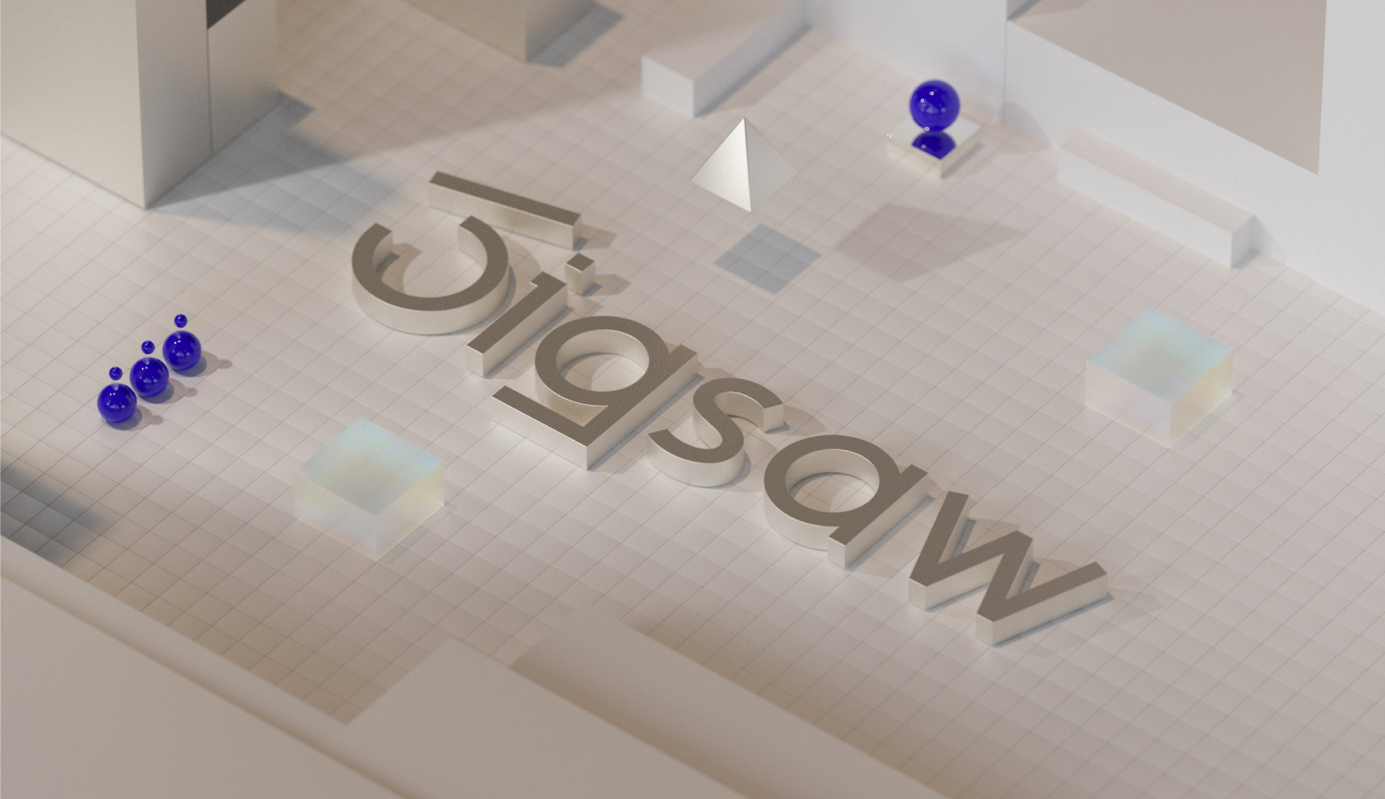 This is a 3D rendering of the Jigsaw logo by brand designer Howard Phillips.
