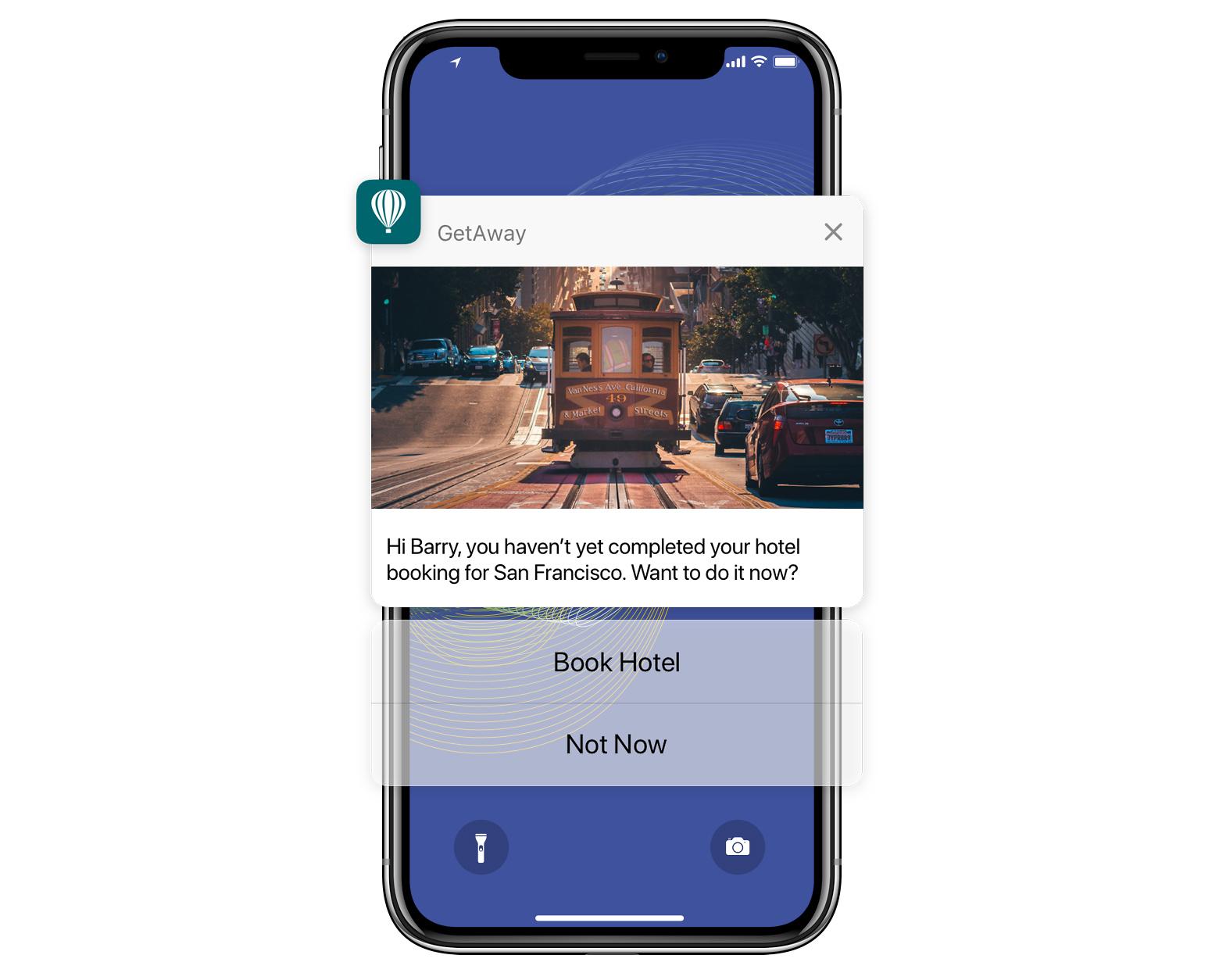 Future UI example – app-less design components with rich push notifications