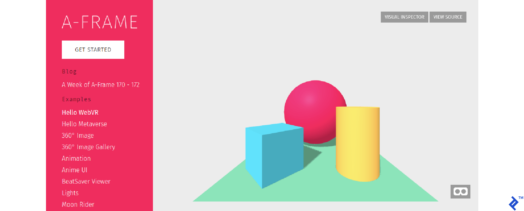 A-Frame scene in a flat-web browser