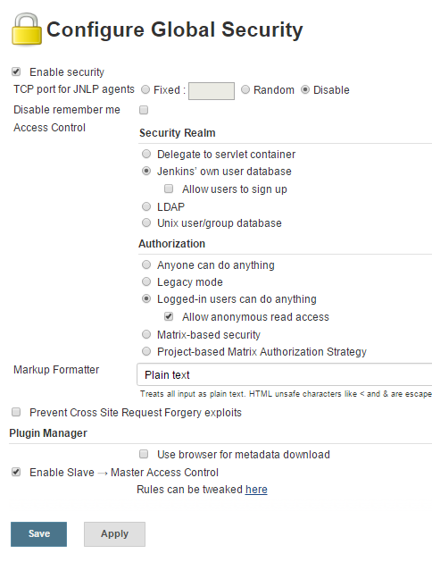 Configure global security