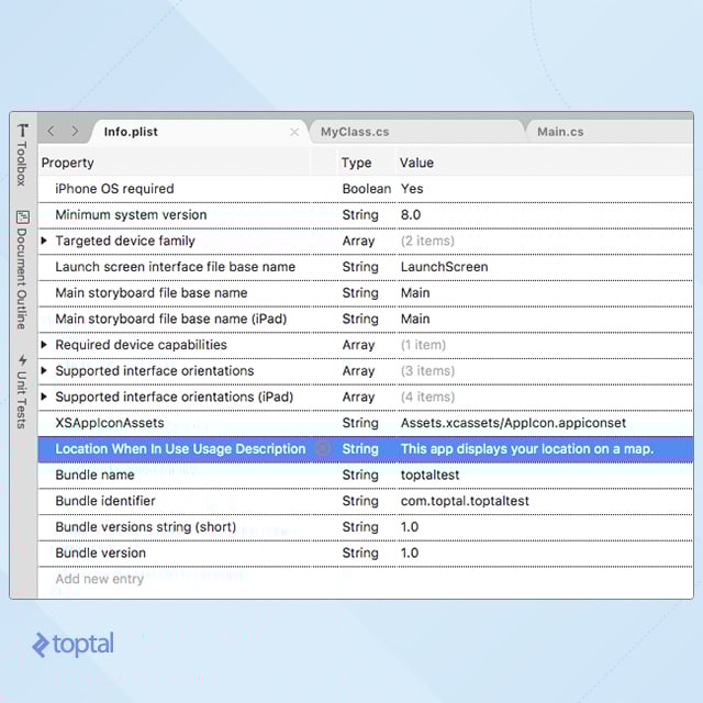 Adding value for Location When in Usage Description.