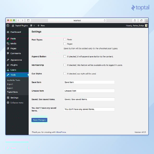 Wordpress page complete example