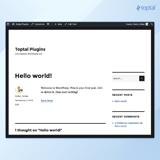 Wordpress plugin settings screen