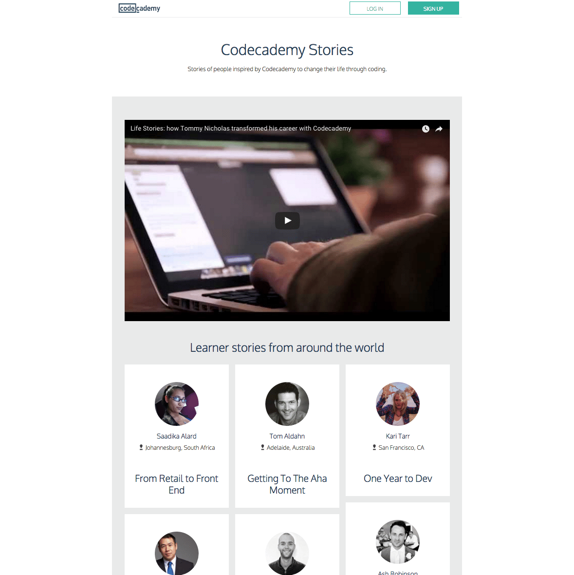 Testimonial page design
