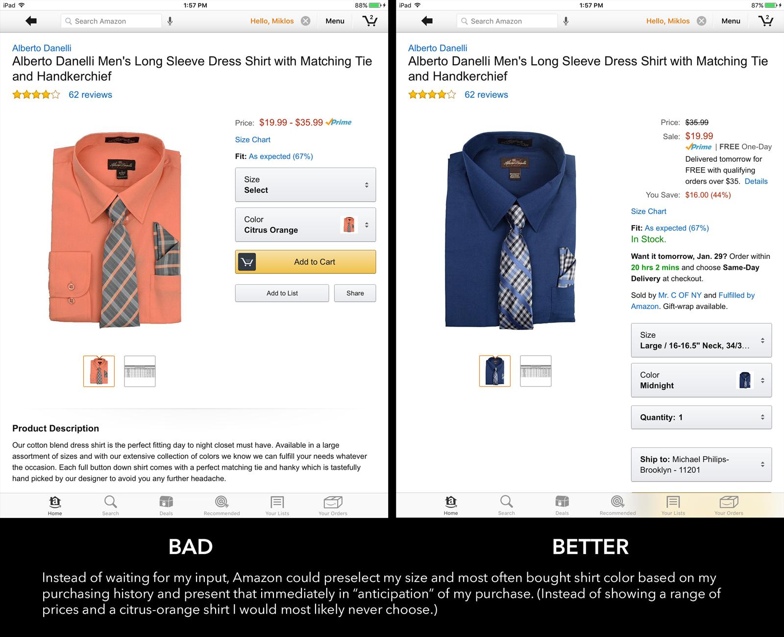 Amazon shopping experience anticipatory design