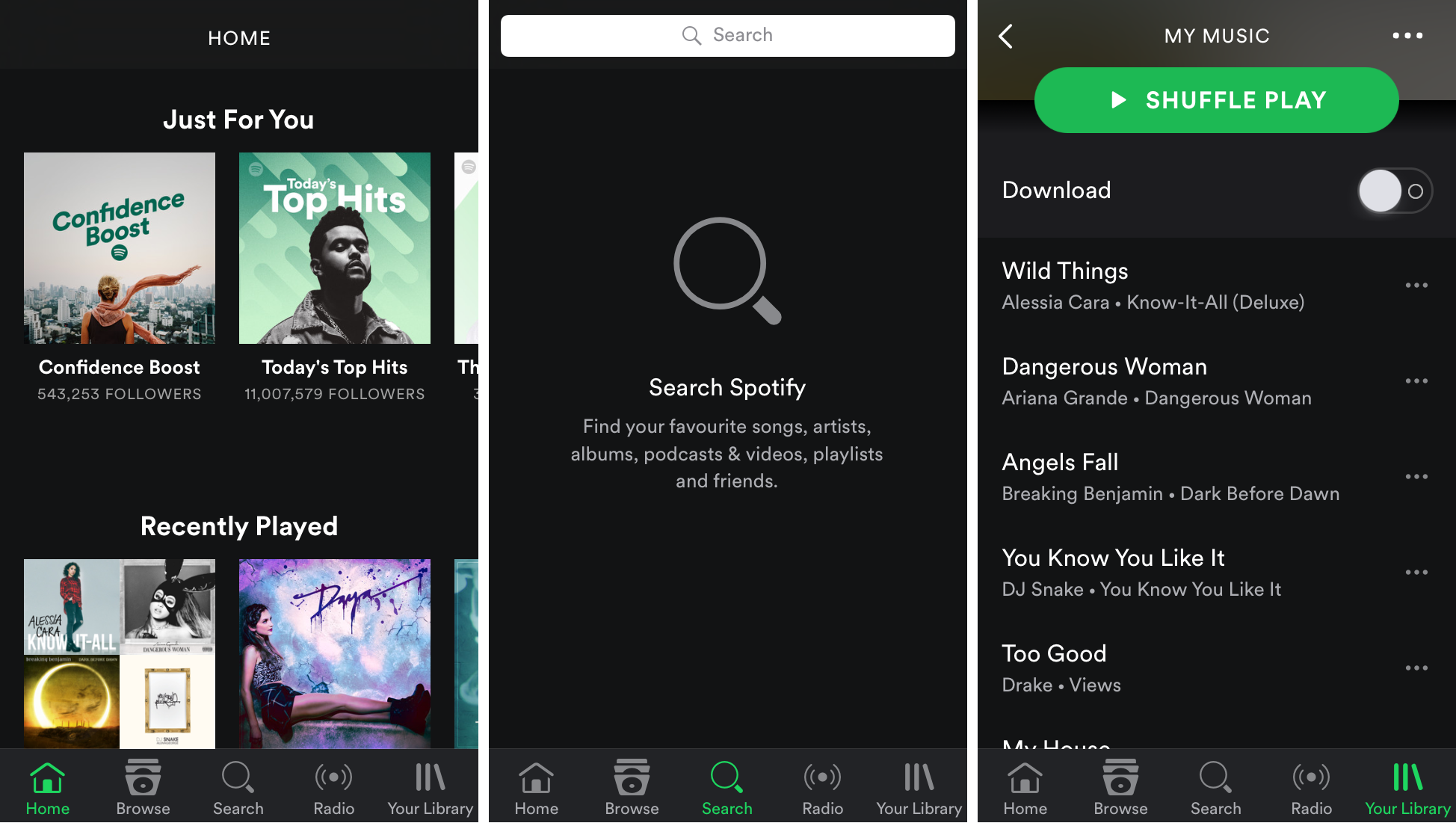 Spotify mobile app design