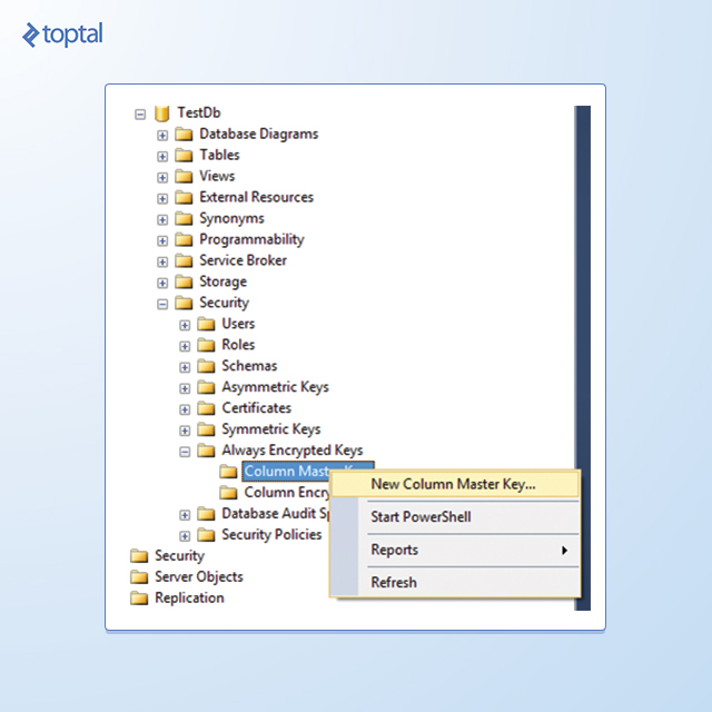 Create a key in SSMS.