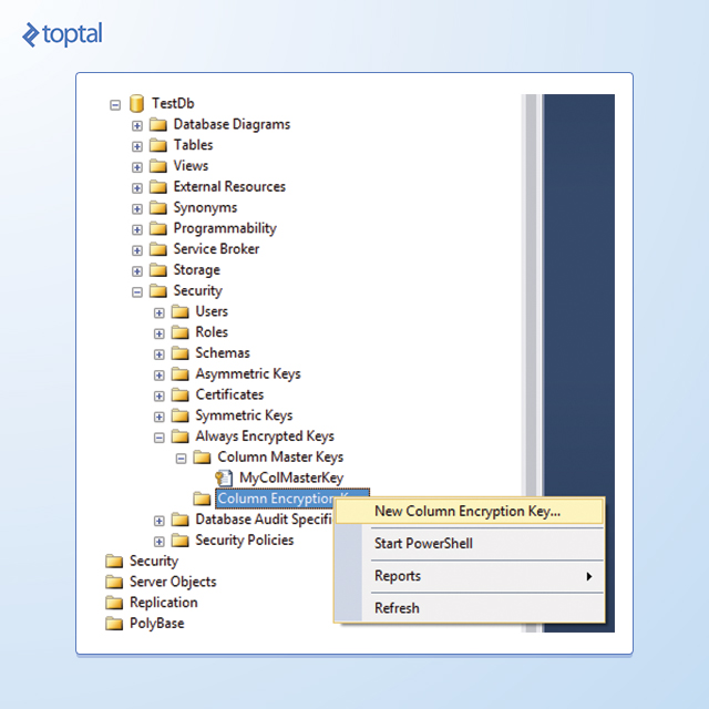 SQL Encryption: Column encryption key creation, image 1
