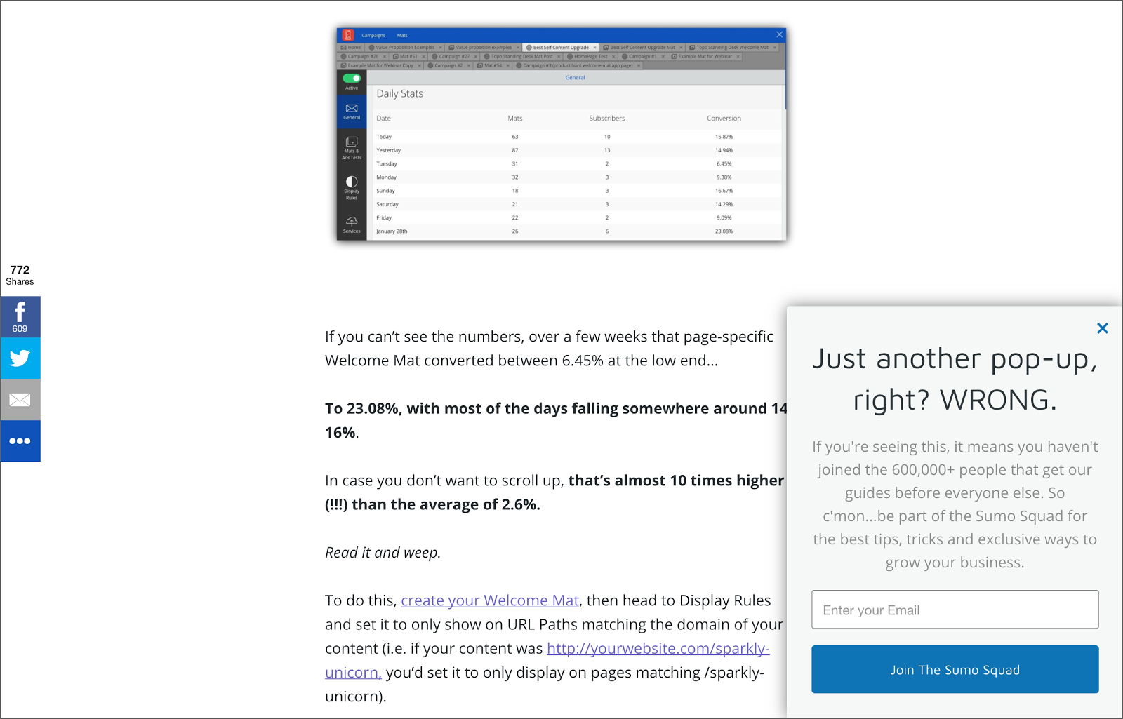 Image of a Scroll Box for conversion funnel
