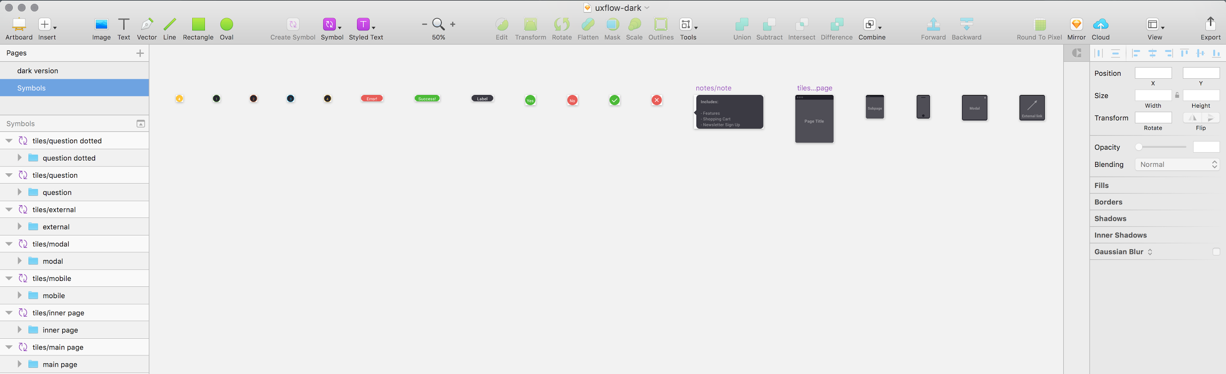 Sketch symbols, UI design components