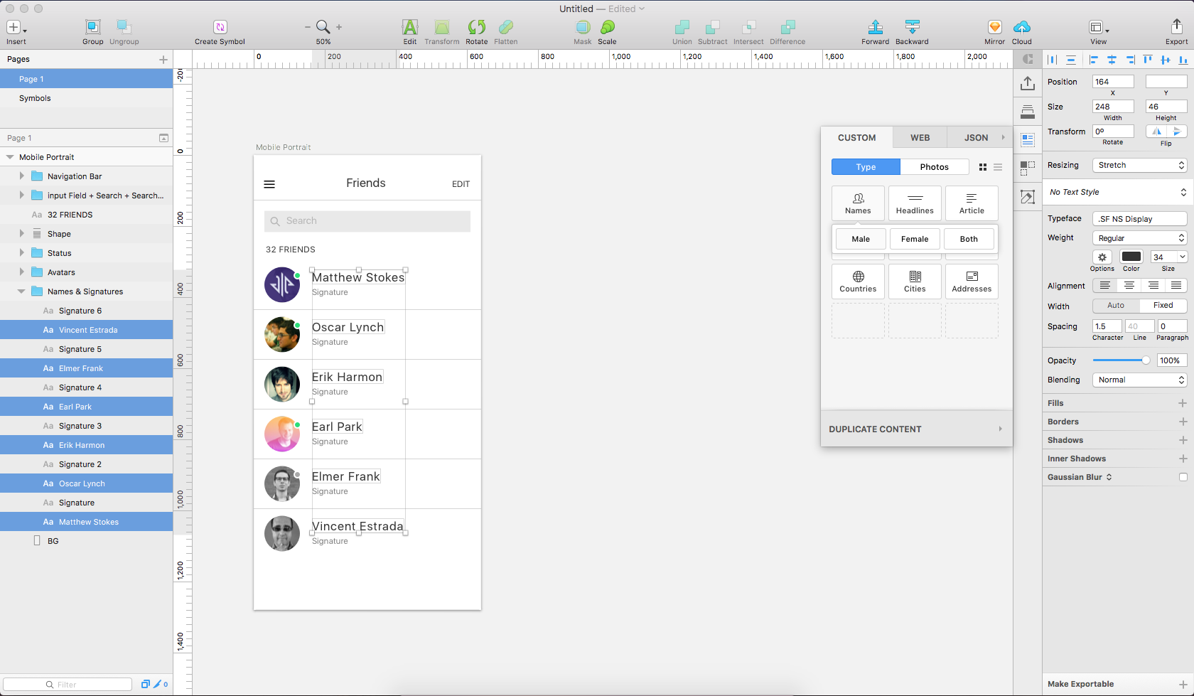 Styleguide, mockup example, random list generator